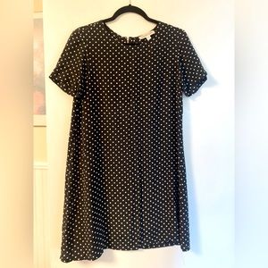 Amour Vert 100% Silk B&W Polka Dot Dress